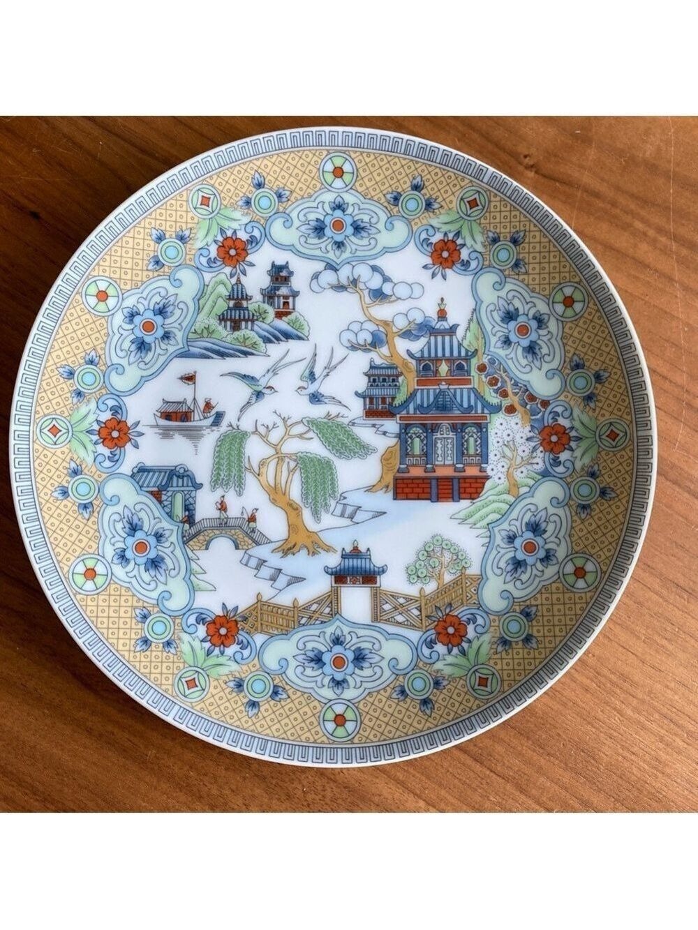 Japanese Pagoda Garden Design Fine China Decorative Plate 8” Made in Japan